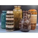 COLLECTION OF LARGE WEST GERMAN POTTERY FAT LAVA VASES