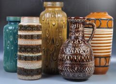 COLLECTION OF LARGE WEST GERMAN POTTERY FAT LAVA VASES