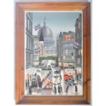 ALFRED JONES OIL ON BOARD PAINTING DEPICTING A LONDON STREET