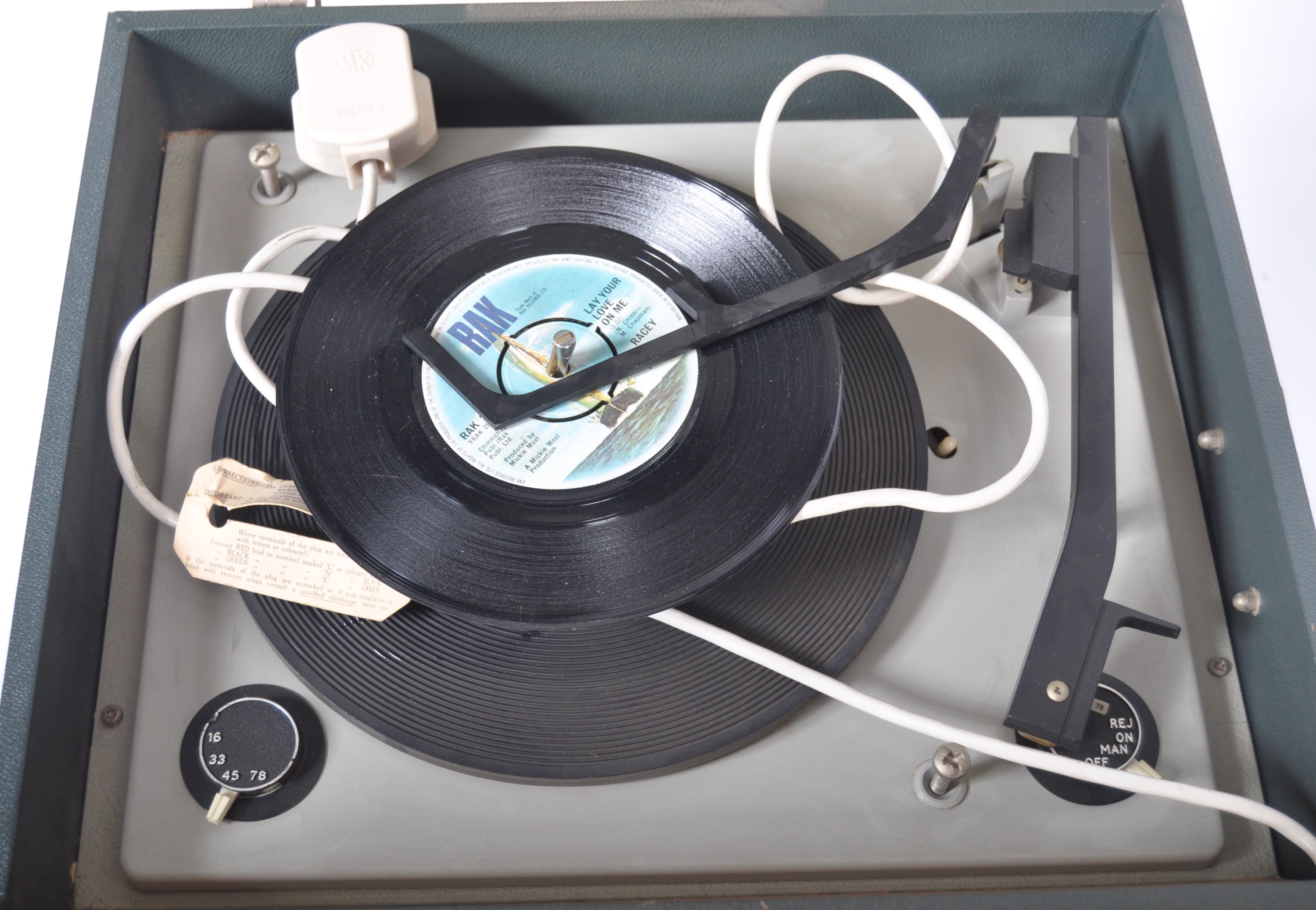 DANSETTE VIVA RETRO FREE STANDING RECORD PLAYER RAISED ON TAPERING SUPPORTS - Image 6 of 7
