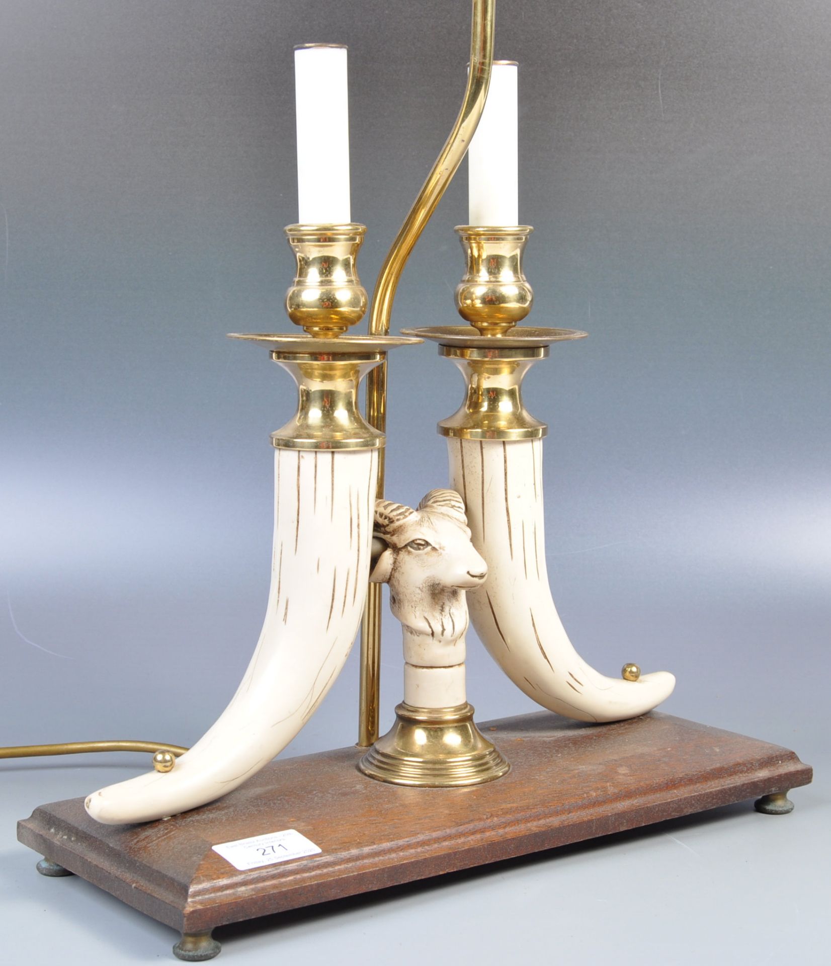 DECORATIVE VINTAGE RAMS HEAD AND HORNS TWIN TABLE LAMP LIGHT - Bild 3 aus 6