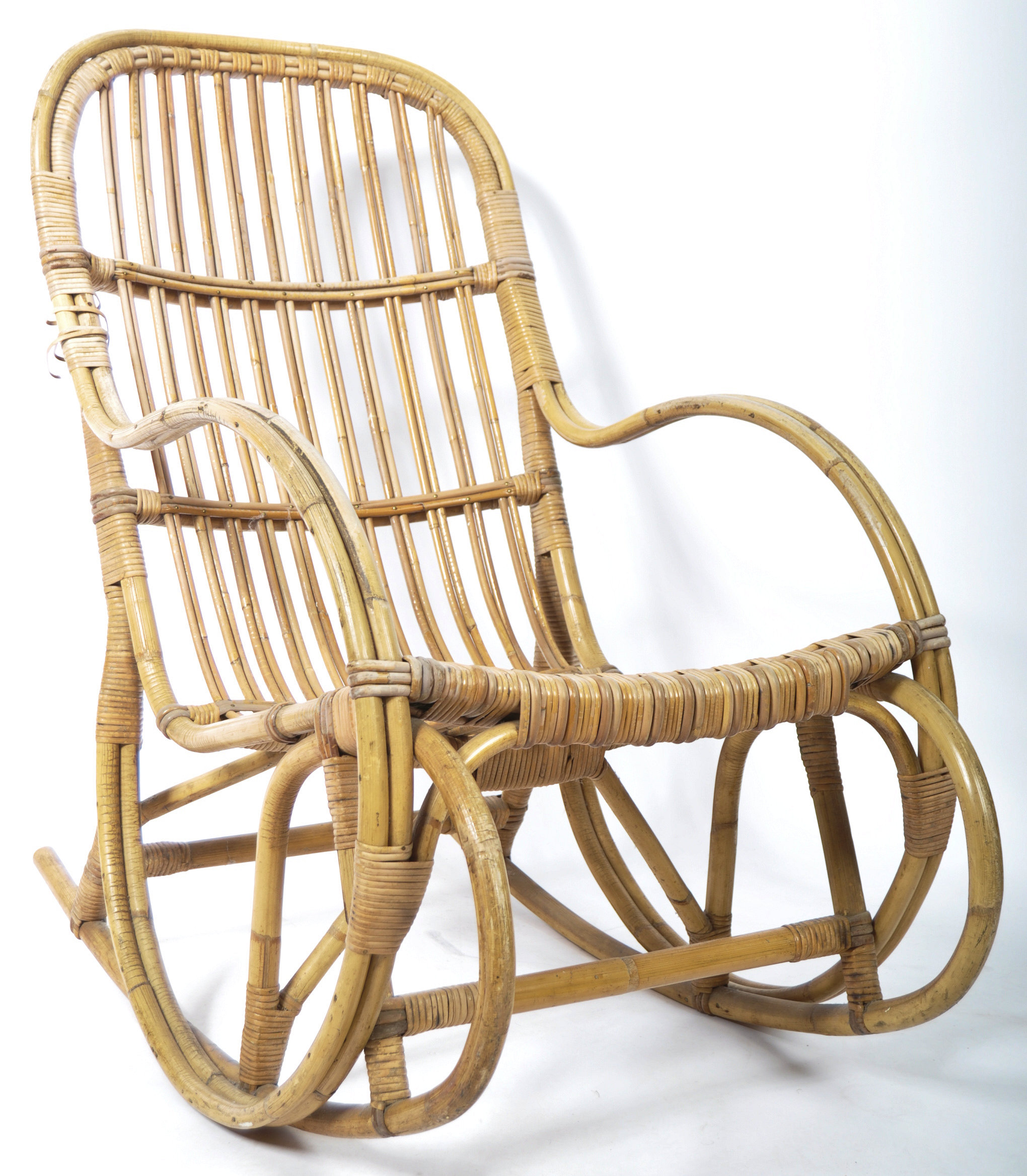 ANGRAVE'S OF LEICESTER CANE WORK "INVINCIBLE" ROCKING CHAIR