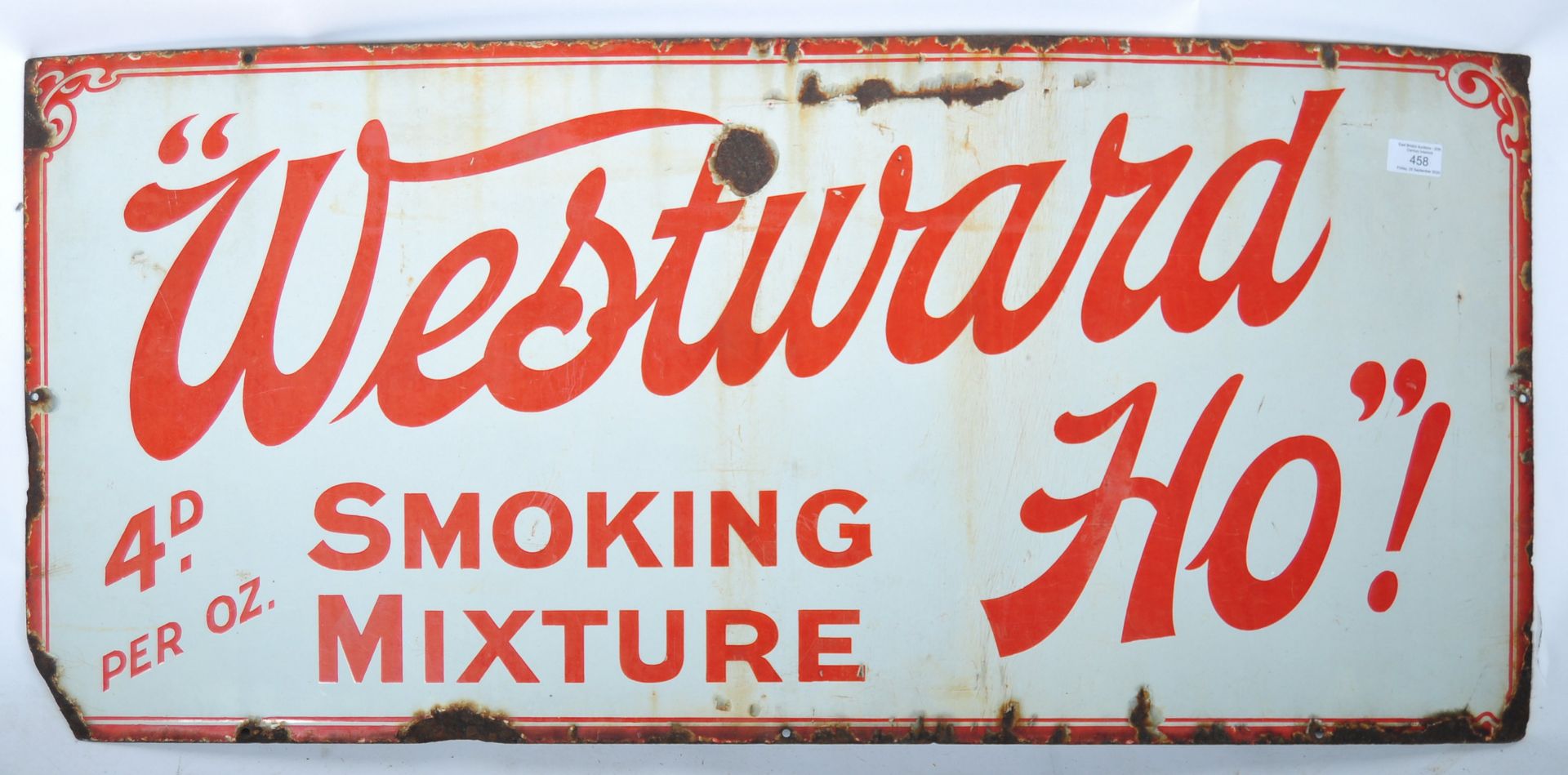 WESTWARD HO! SHOP ADVERTISING POINT OF SALE ENAMELED SIGN