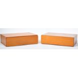 PAIR OF TEAK WOOD MODULAR WALL MOUNTED DRAWER UNITS