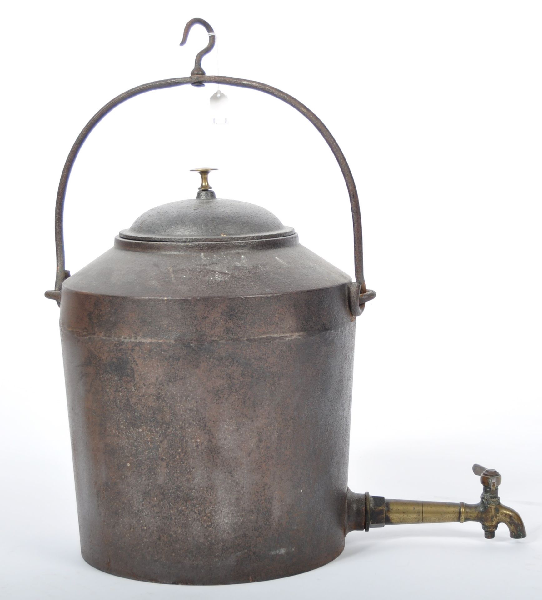 LATE VICTORIAN CAST IRON AND BRASS FIVE GALLON WATER BOILER - Image 2 of 5