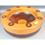 LARGE RETRO TABLE CENTERPIECE BOWL OF OAK AND TEAK WOOD CONSTRUCTION