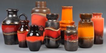 COLLECTION OF WEST GERMAN FAT LAVA POTTERY VASES
