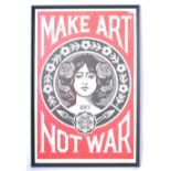 OBEY CONTEMPORARY ART NOUVEAU STYLE MAKE ART NOT WAR POSTER