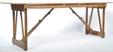 MID CENTURY VINTAGE INDUSTRIAL FOLDING WOODEN TRESTLE TABLE