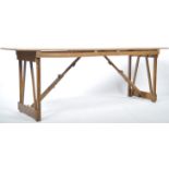 MID CENTURY VINTAGE INDUSTRIAL FOLDING WOODEN TRESTLE TABLE