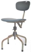 INDUSTRIAL MACHINISTS SWIVEL CHAIR RAISED ON QUADRUPED SPLAYED LEGS