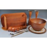 A GREAT COLLECTION OF ASSORTED RETRO TEAK ITEMS