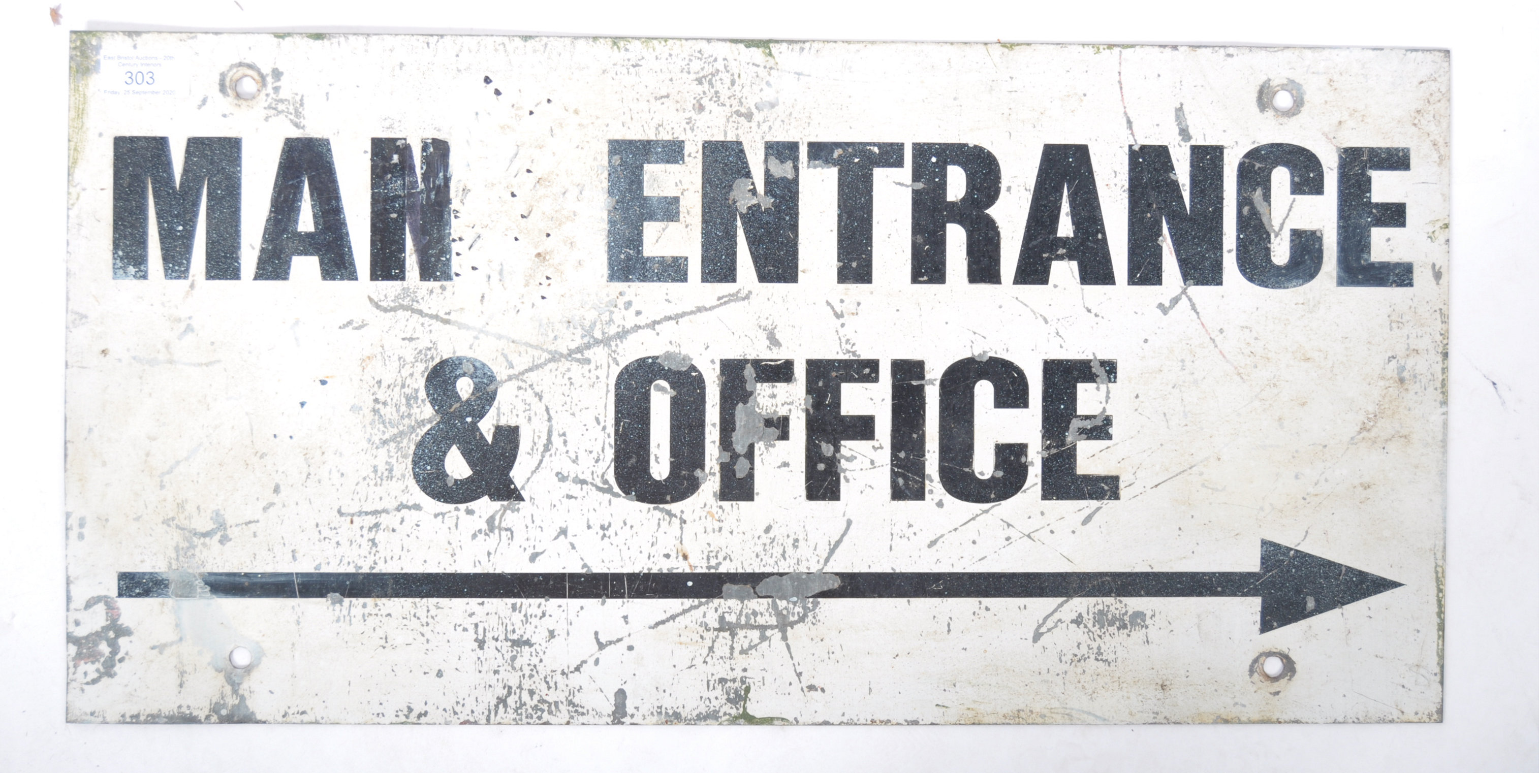 VINTAGE 20TH CENTURY INDUSTRIAL METAL PAINTED OFFICE SIGN