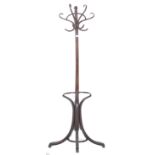 EARLY 20TH CENTURY THONET STYLE HALF ROUND BENTWOOD COAT RACK STAND