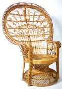 MID CENTURY RETRO ITALIAN WICKER PEACOCK ARMCHAIR