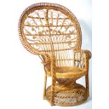 MID CENTURY RETRO ITALIAN WICKER PEACOCK ARMCHAIR