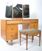 HEALS FURNITURE KNEEHOLE DRESSING TABLE CHEST AND STOOL