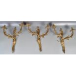 SET OF THREE ANTIQUE ART NOUVEAU INTERIOR LIGHT SCONCES