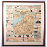 JW HARDING & CO POLYCHROME PRINTED ADVERTISING MAP OF BRISTOL AND DISTRICT