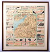 JW HARDING & CO POLYCHROME PRINTED ADVERTISING MAP OF BRISTOL AND DISTRICT