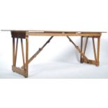 MID CENTURY VINTAGE INDUSTRIAL FOLDING WOODEN TRESTLE TABLE