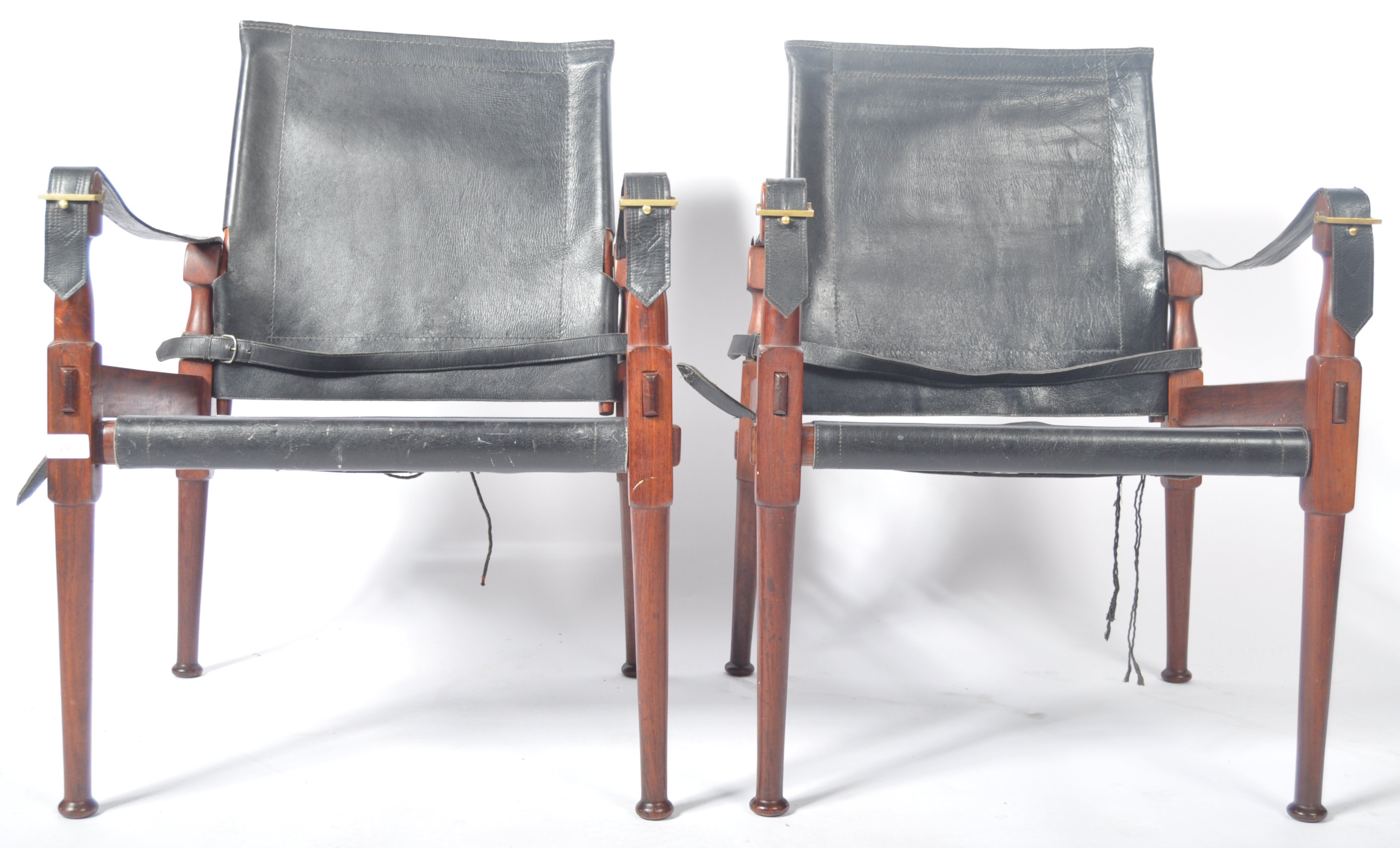 M. HAYAT & BROS 1970'S PAIR OF TEAK AND LEATHER SAFARI CHAIRS - Image 3 of 13