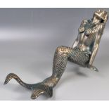 DECORATIVE 20TH CENTURY METAL MERMAID POOLSIDE STATUE / FIGURE