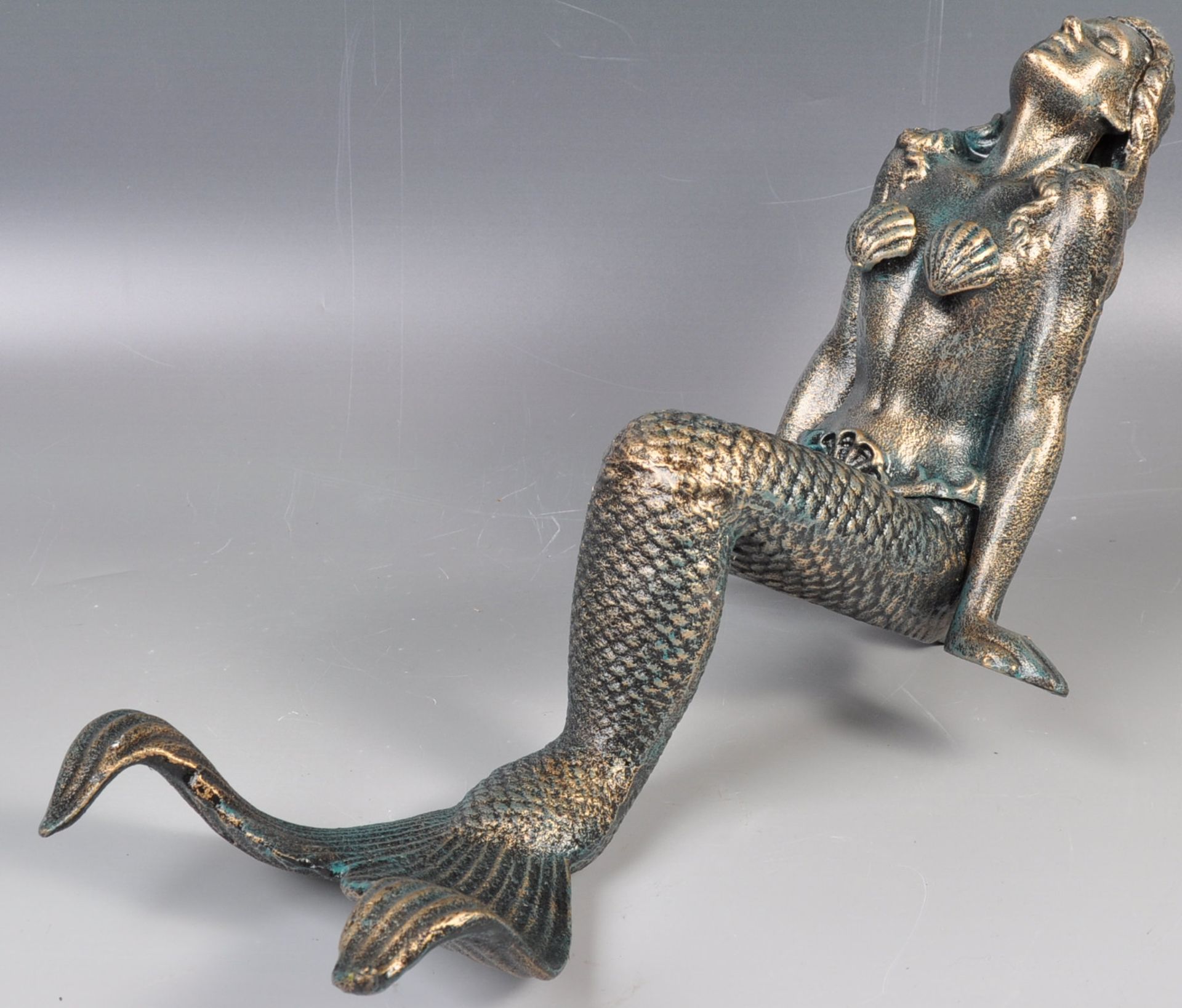 DECORATIVE 20TH CENTURY METAL MERMAID POOLSIDE STATUE / FIGURE