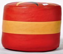 MID CENTURY MOROCCAN STYLE LEATHER POUFFE