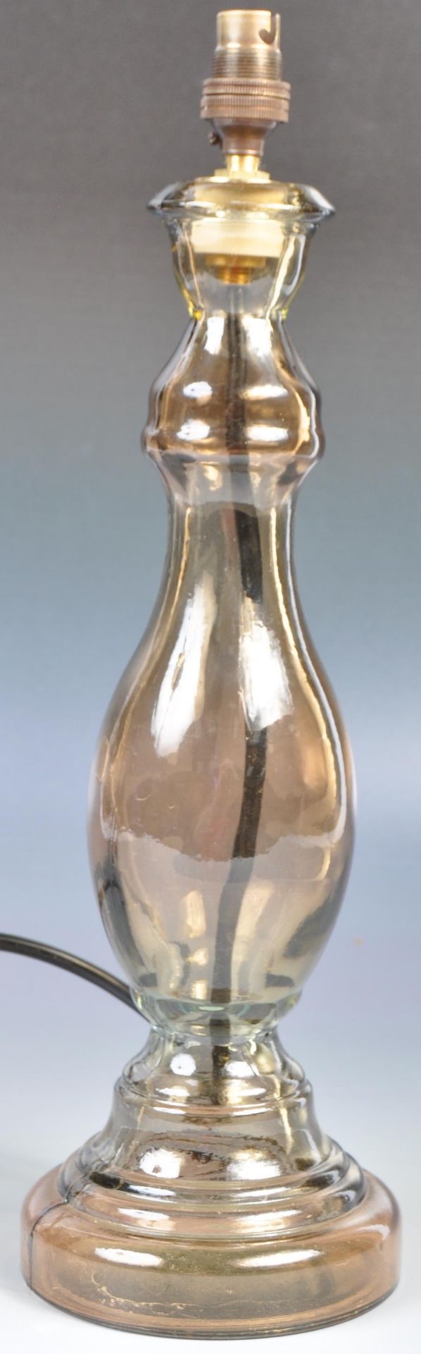 20TH CENTURY PRESSED GLASS SMOKEY AMBER TABLE LAMP LIGHT