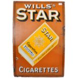 WILLS'S STAR CIGARETTES PICTORIAL ENAMELED ADVERTISING SHOP SIGN