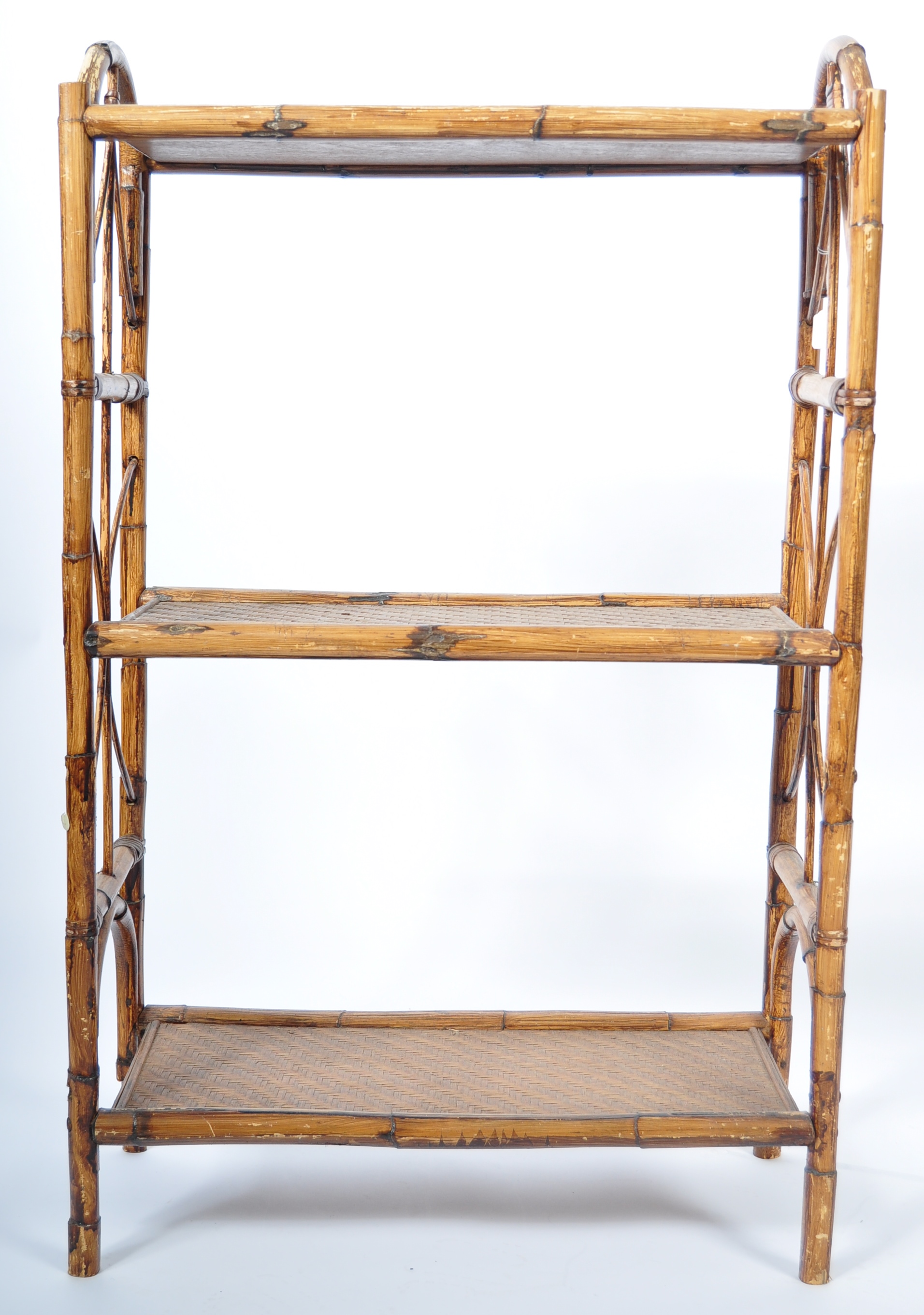 VINTAGE THREE TIER OPEN DISPLAY BOOKCASE OF BAMBOO CONSTRUCTION - Image 2 of 5