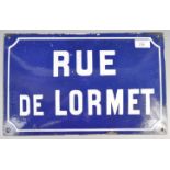 RUE DE LORMER FRENCH VINTAGE ENAMEL PORCELAIN ROAD SIGN