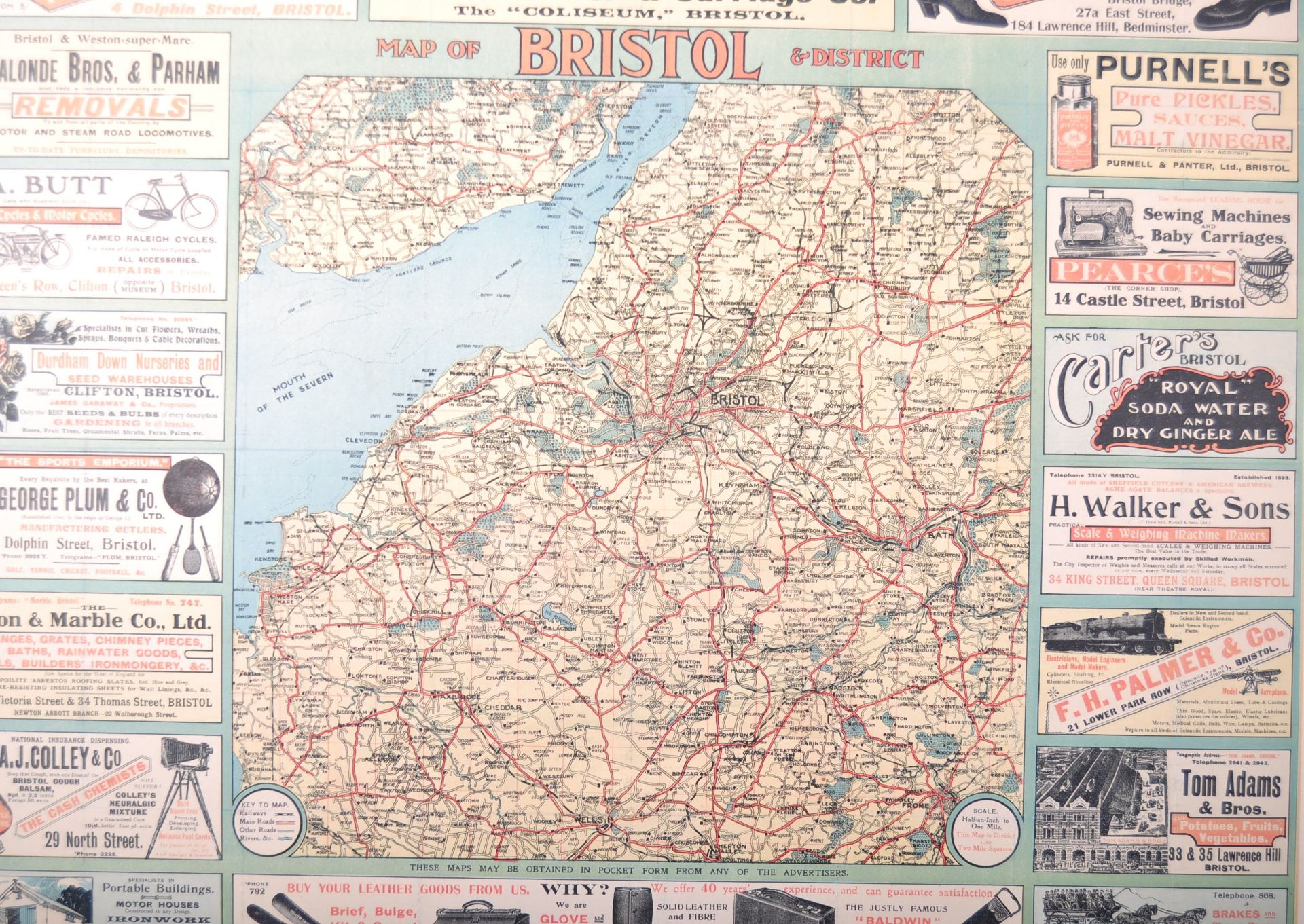 JW HARDING & CO POLYCHROME PRINTED ADVERTISING MAP OF BRISTOL AND DISTRICT - Bild 3 aus 6