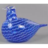 RARE IITTALA GLASS BIRD BY OIVA TOIKKA IN BLUE