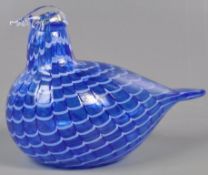 RARE IITTALA GLASS BIRD BY OIVA TOIKKA IN BLUE