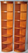 PAIR OF TEAK UPRIGHT G PLAN CORNER BOOKCASE DISPLAY UNITS