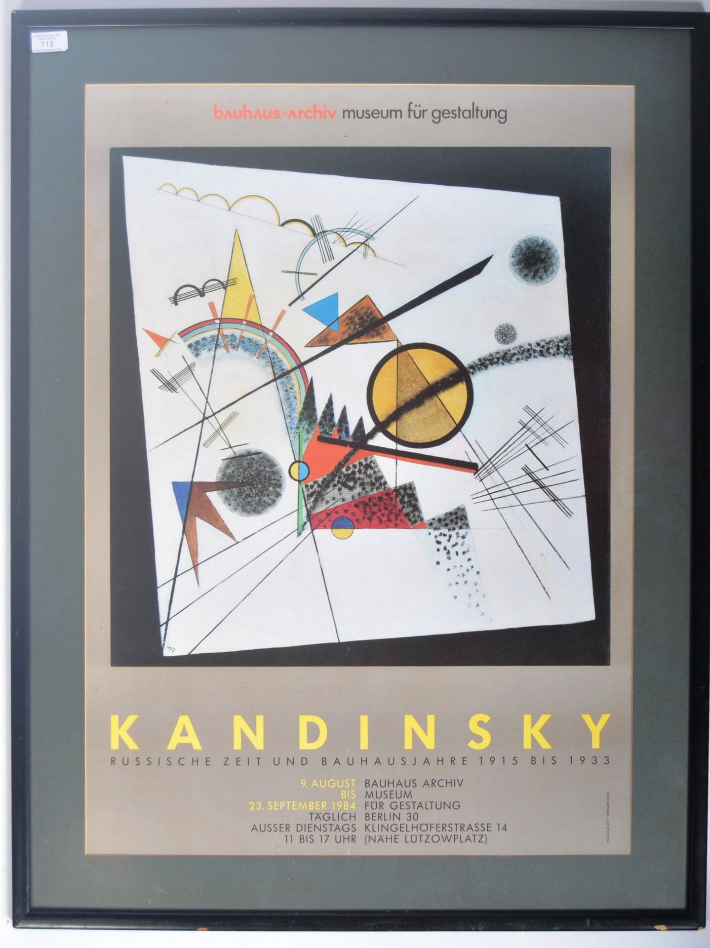 KANDINSKY 1980'S MUSEUM EXHIBITION POSTER FOR BAUHAUS ARCHIV MUSEUM