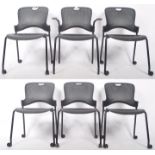 HERMAN MILLER SET OF SIX CAPER STACKING OFFICE CHAIRS