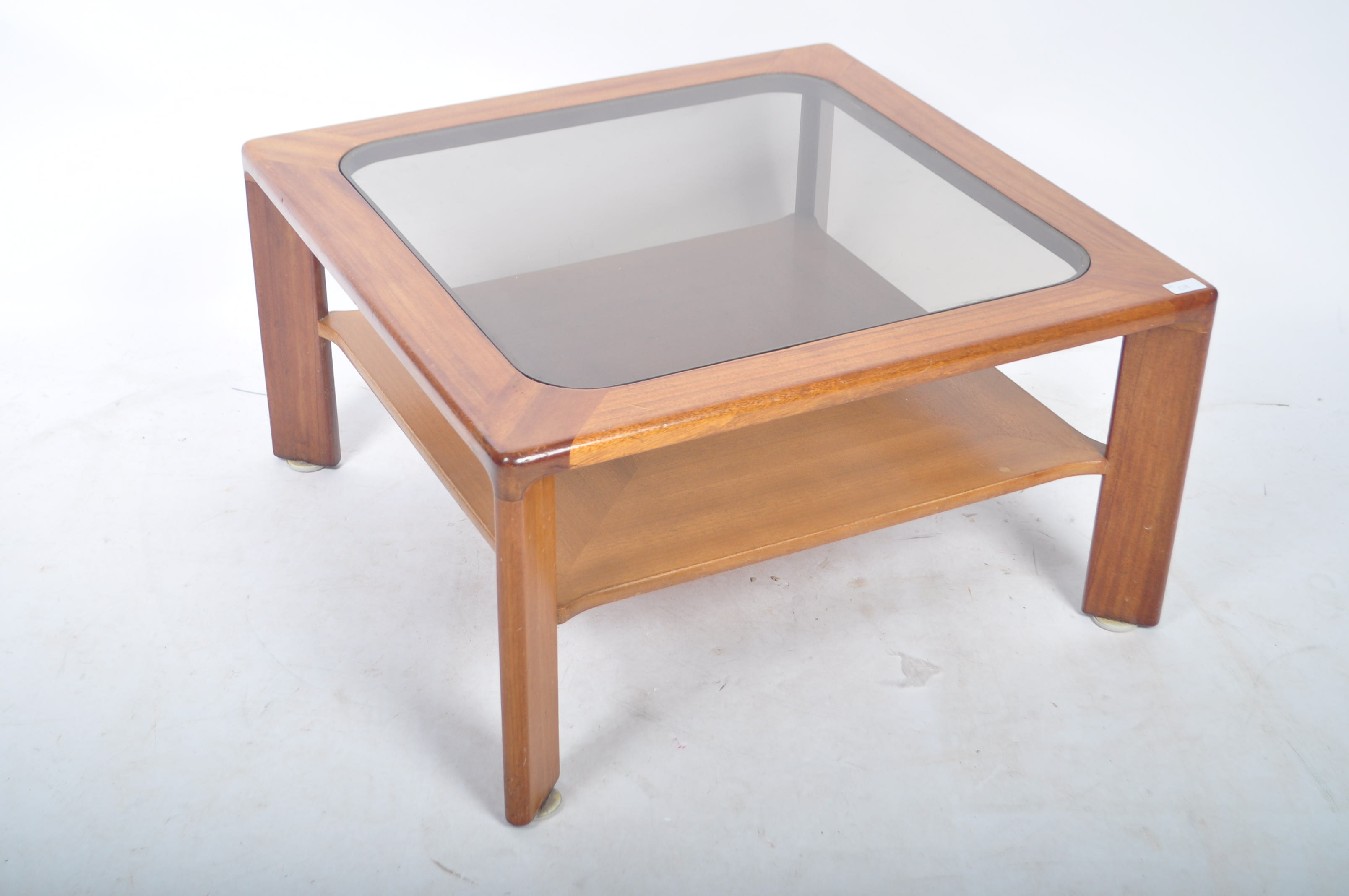 NATHAN FURNITURE MID CENTURY COFFEE TABLE OF SQUARE FORM WITH GLASS PANEL ATOP - Image 2 of 4