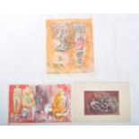 HENRY MOORE - BRITISH ARTIST 1898-1986 GROUP OF THREE ABSTRACT WATERCOLOUR PRINTS