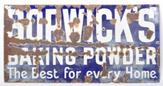 BORWICK'S BAKING POWDER ENAMELED POINT OF SALE SHOP SIGN