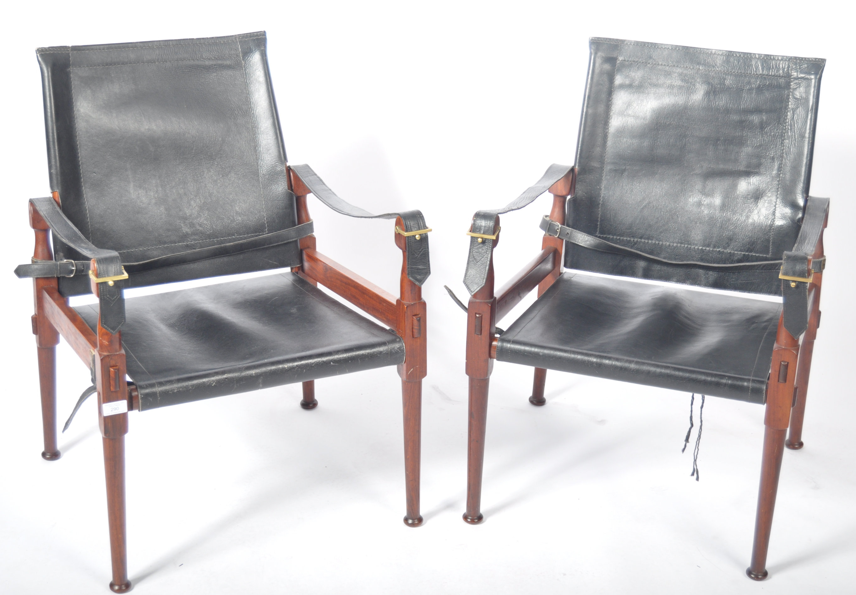 M. HAYAT & BROS 1970'S PAIR OF TEAK AND LEATHER SAFARI CHAIRS - Image 2 of 13