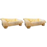 MATCHING PAIR OF LIGNE ROSET FLOU FLOU UPHOLSTERED SOFA SETTEES