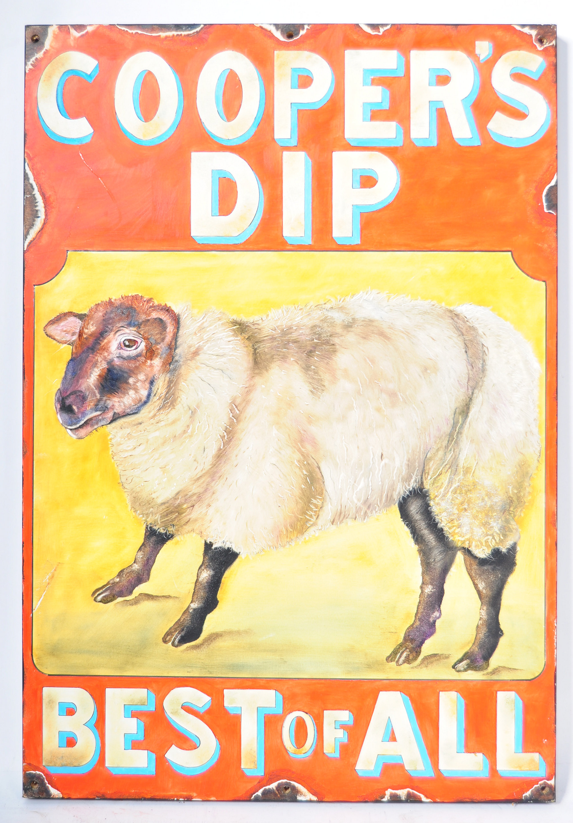 COOPER'S DIP OIL ON BOARD IMPRESSION OF A VINTAGE ENAMEL SIGN