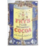 FRY'S COCOA VINTAGE ENAMELED PICTORIAL ADVERTISING SIGN