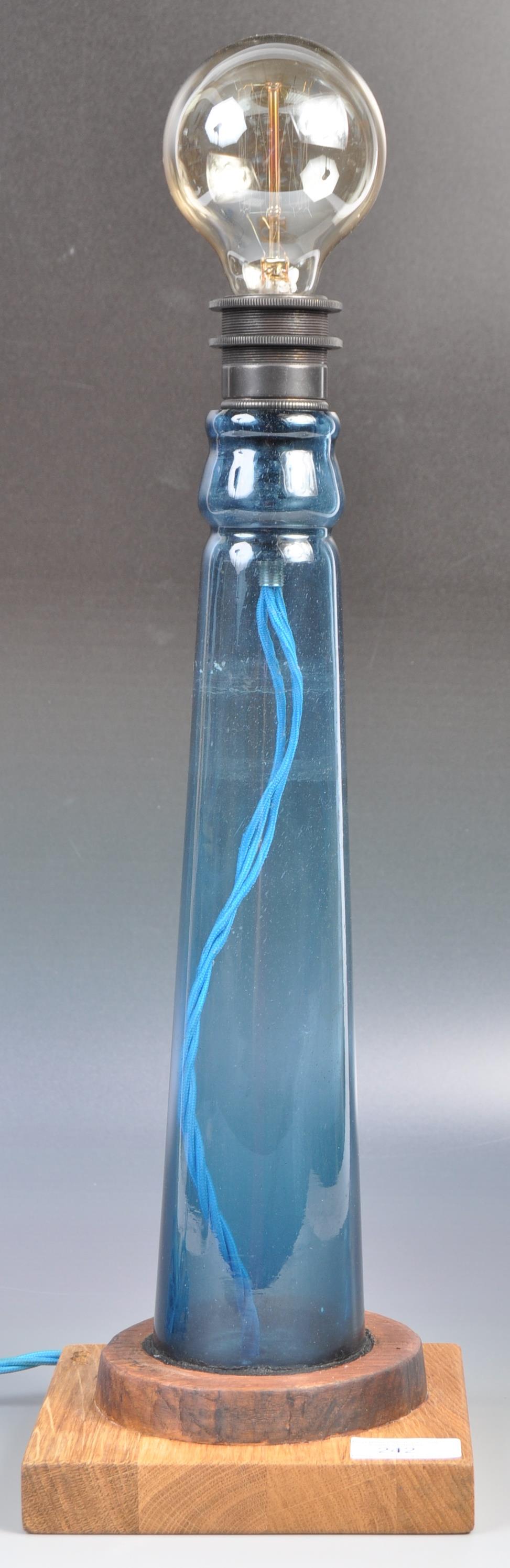 RETRO VINTAGE UPCYCLED BLUE GLASS VASE TABLE LAMP LIGHT