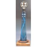 RETRO VINTAGE UPCYCLED BLUE GLASS VASE TABLE LAMP LIGHT