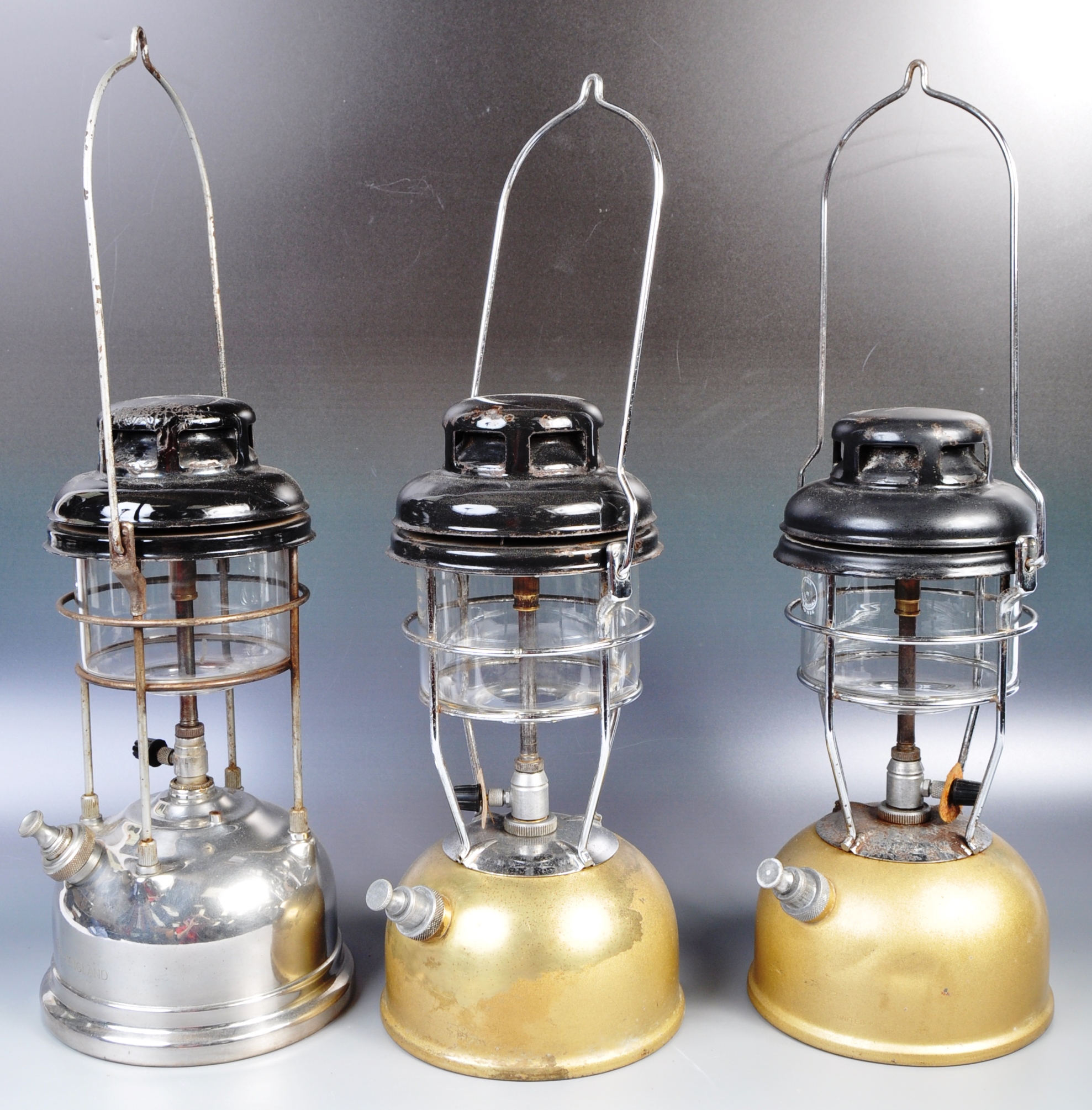 GROUP OF THREE RETRO VINTAGE TILLEY LAMPS MODEL 171