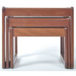 SUNELM 1970'S RETRO TEAK WOOD GRADUATING NEST OF THREE TABLES